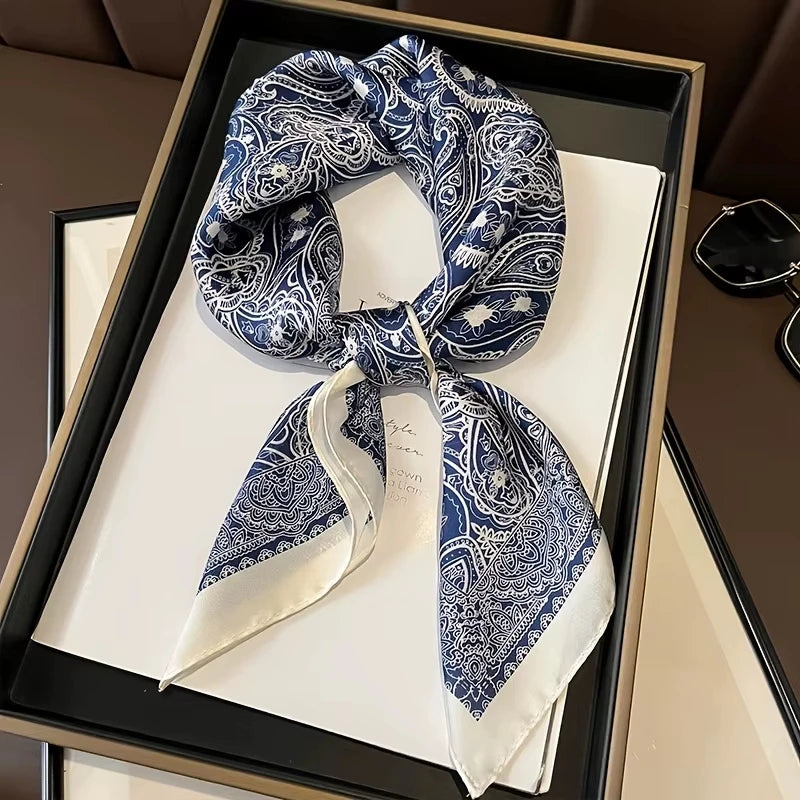 New Fashion Luxury Brand 70cm Silk Square Scarf Women Satin Shawl Wrap Hijab Echarpe Neck Tie Female Hair Bandana Headkerchief
