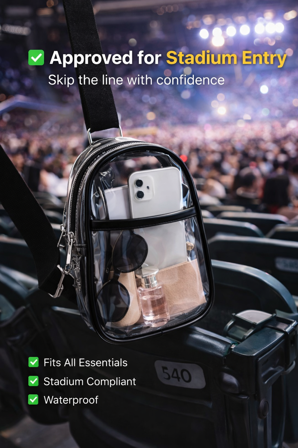 FESTL™ Clear Pass Crossbody Bag – Stadium & Festival Approved