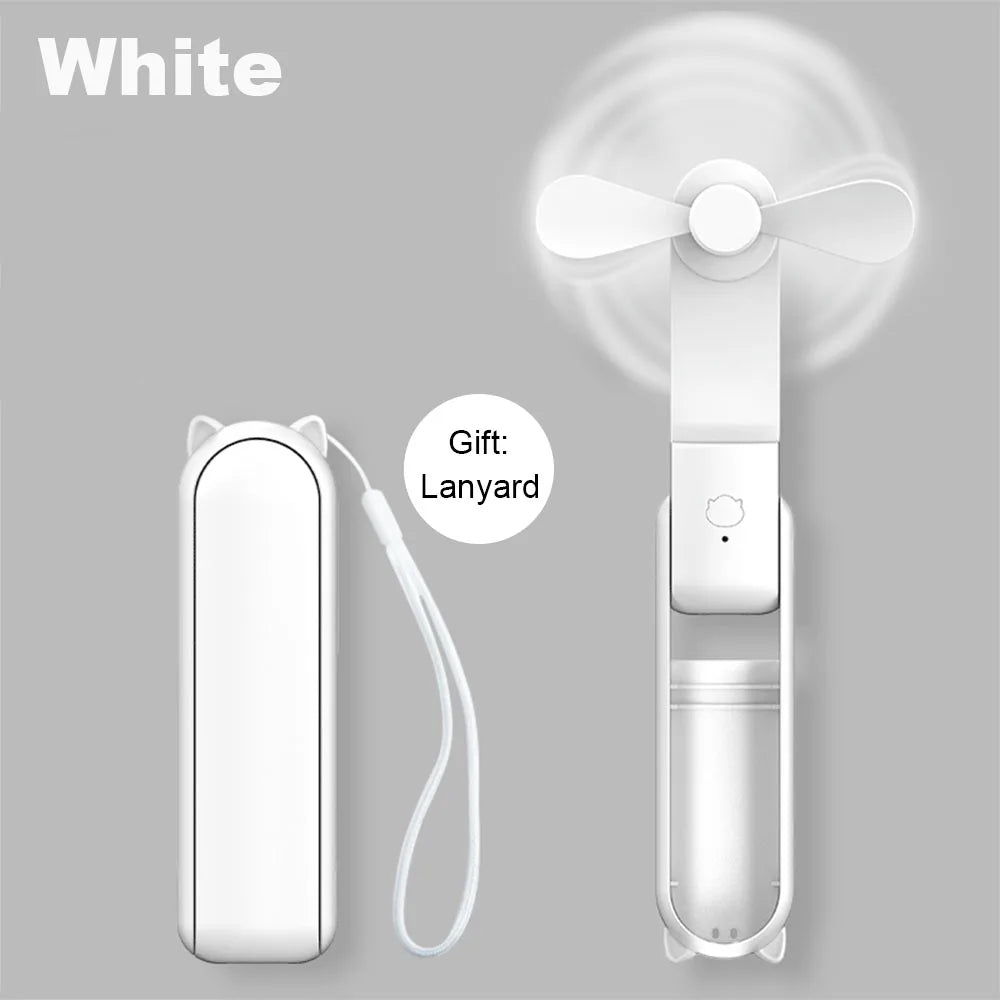 휴대용 미니 선풍기 2000mAh USB 충전식 3단계 풍속 핸디형 접이식 선풍기 휴대용 보조배터리 기능 포함