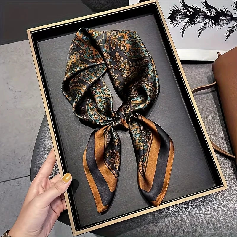 New Fashion Luxury Brand 70cm Silk Square Scarf Women Satin Shawl Wrap Hijab Echarpe Neck Tie Female Hair Bandana Headkerchief