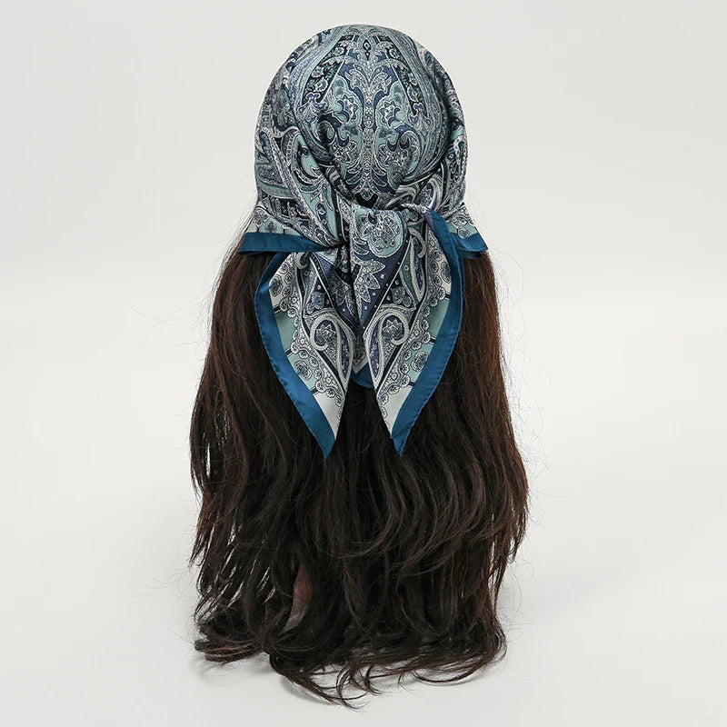 New Fashion Luxury Brand 70cm Silk Square Scarf Women Satin Shawl Wrap Hijab Echarpe Neck Tie Female Hair Bandana Headkerchief