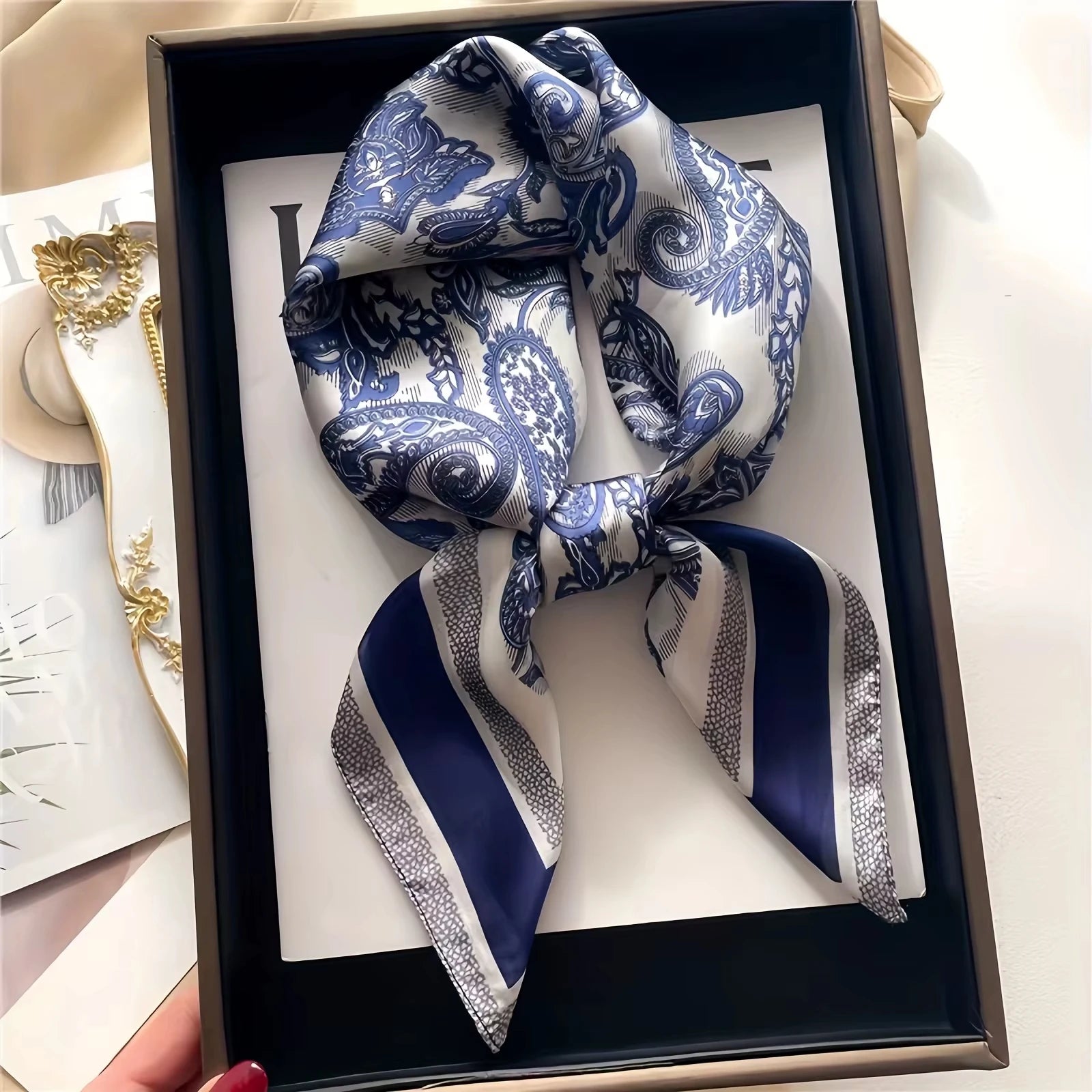 New Fashion Luxury Brand 70cm Silk Square Scarf Women Satin Shawl Wrap Hijab Echarpe Neck Tie Female Hair Bandana Headkerchief